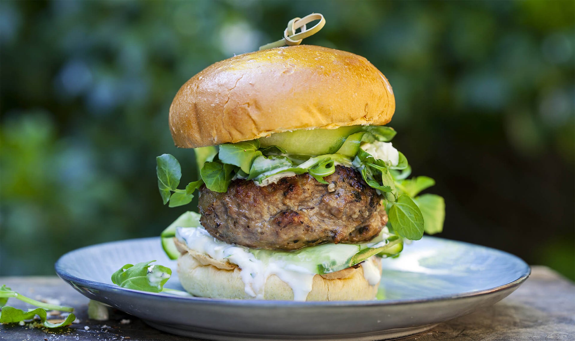 Minted Lamb Burgers with Homemade Tzatziki & Sweet Potato Fries