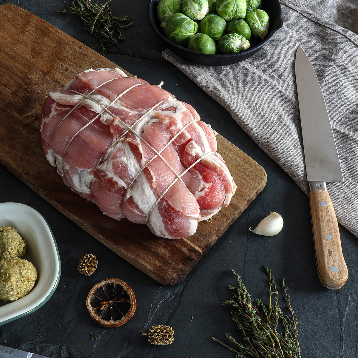 Christmas British Whole Chicken Boned & Rolled Wrapped in Bacon